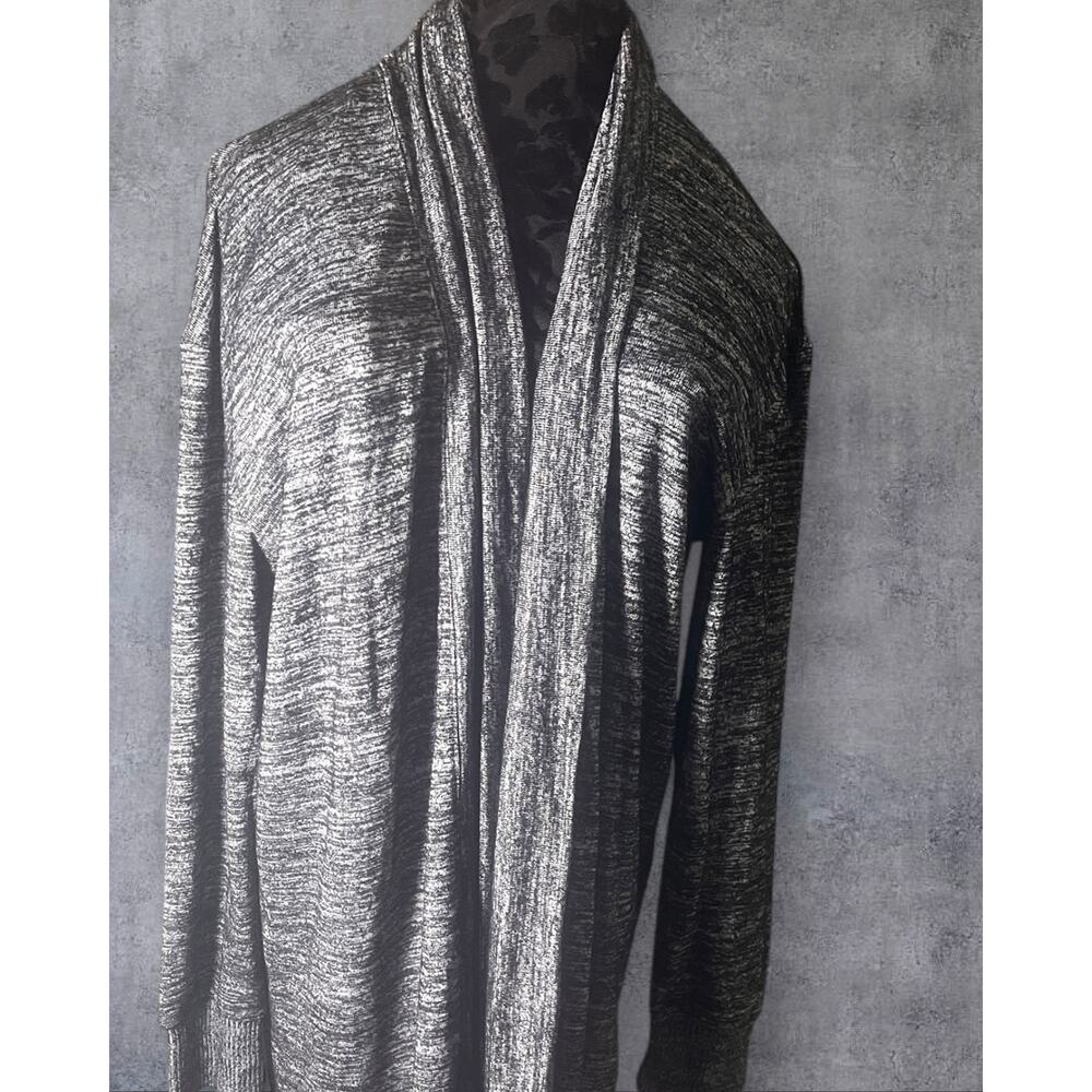 GAP Lightweight Cardigan Space Dye Black White Gray Size Large Open Front